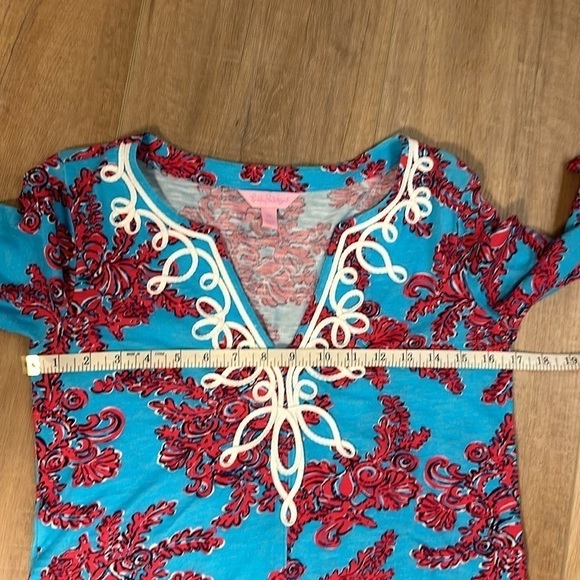 Lilly Pulitzer Westley Tunic Searulean Blue Rhode Island Reef Top women’s XS - Picture 10 of 11